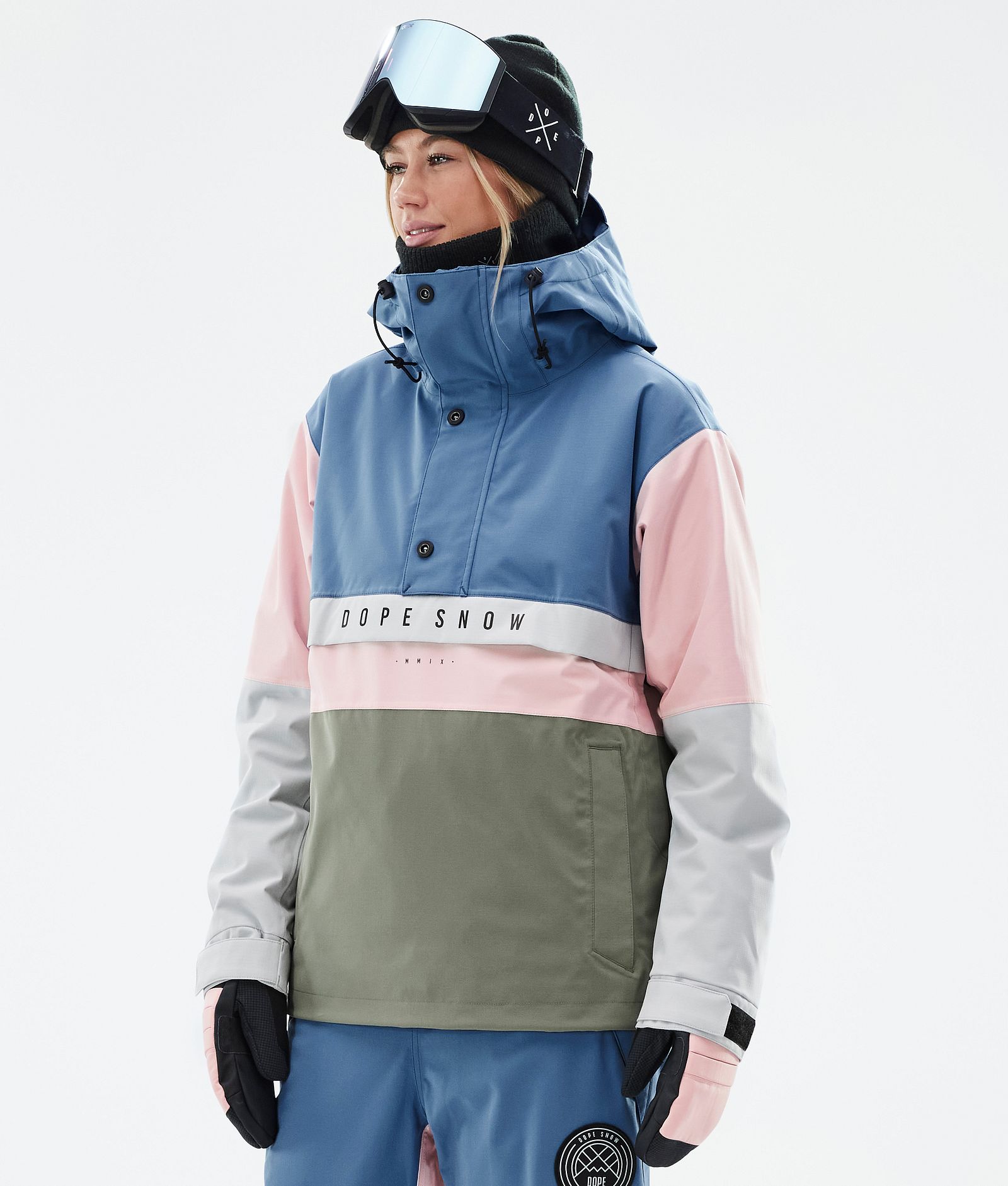 Legacy Track W Snowboard Jacket Women Blue Steel/Light Grey/Soft Pink/Greenish, Image 1 of 8