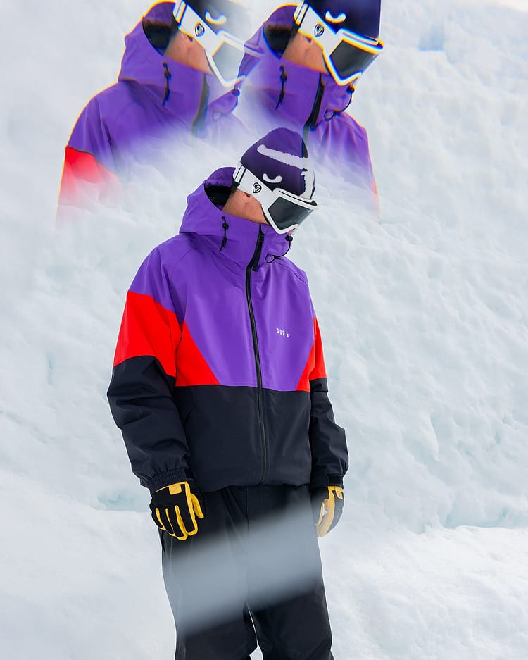 Customer @lukas.muellauer wearing Dope Spartan Snowboard Jacket Vivid Purple/Red/Black