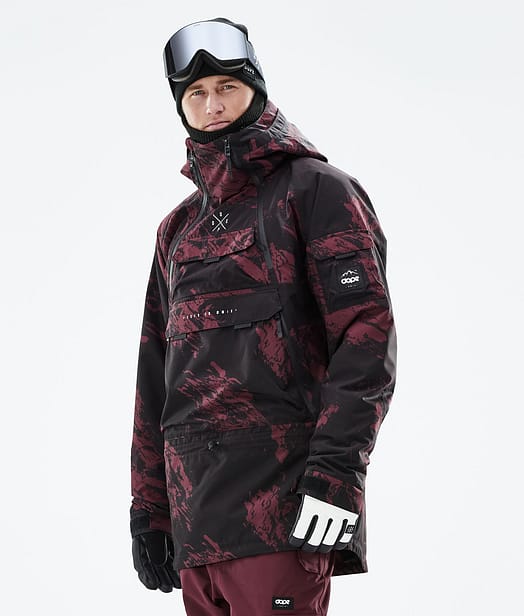 Akin 2021 Snowboard Jacket Men Paint Burgundy
