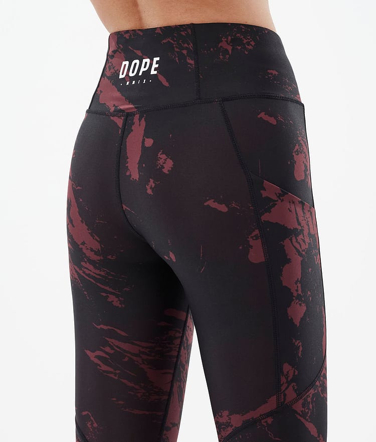 Lofty Tech Leggings Dames Paint Burgundy