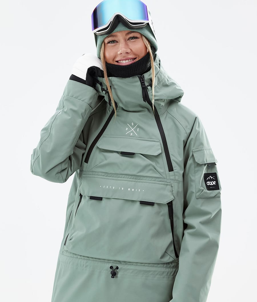 Akin W スノーボードジャケット レディース Faded Green