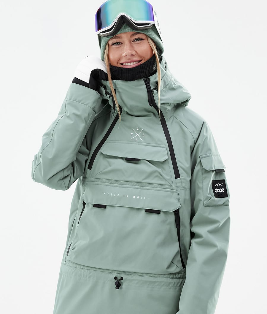 Akin W スノーボードジャケット レディース Faded Green