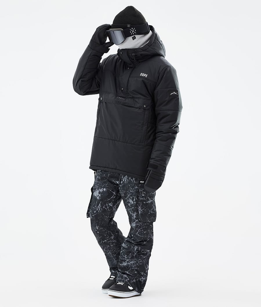 Puffer Snowboard Jacket Men Black