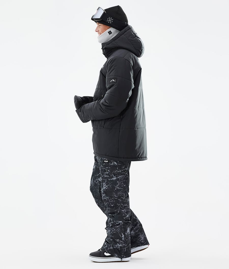 Puffer Snowboard Jacket Men Black