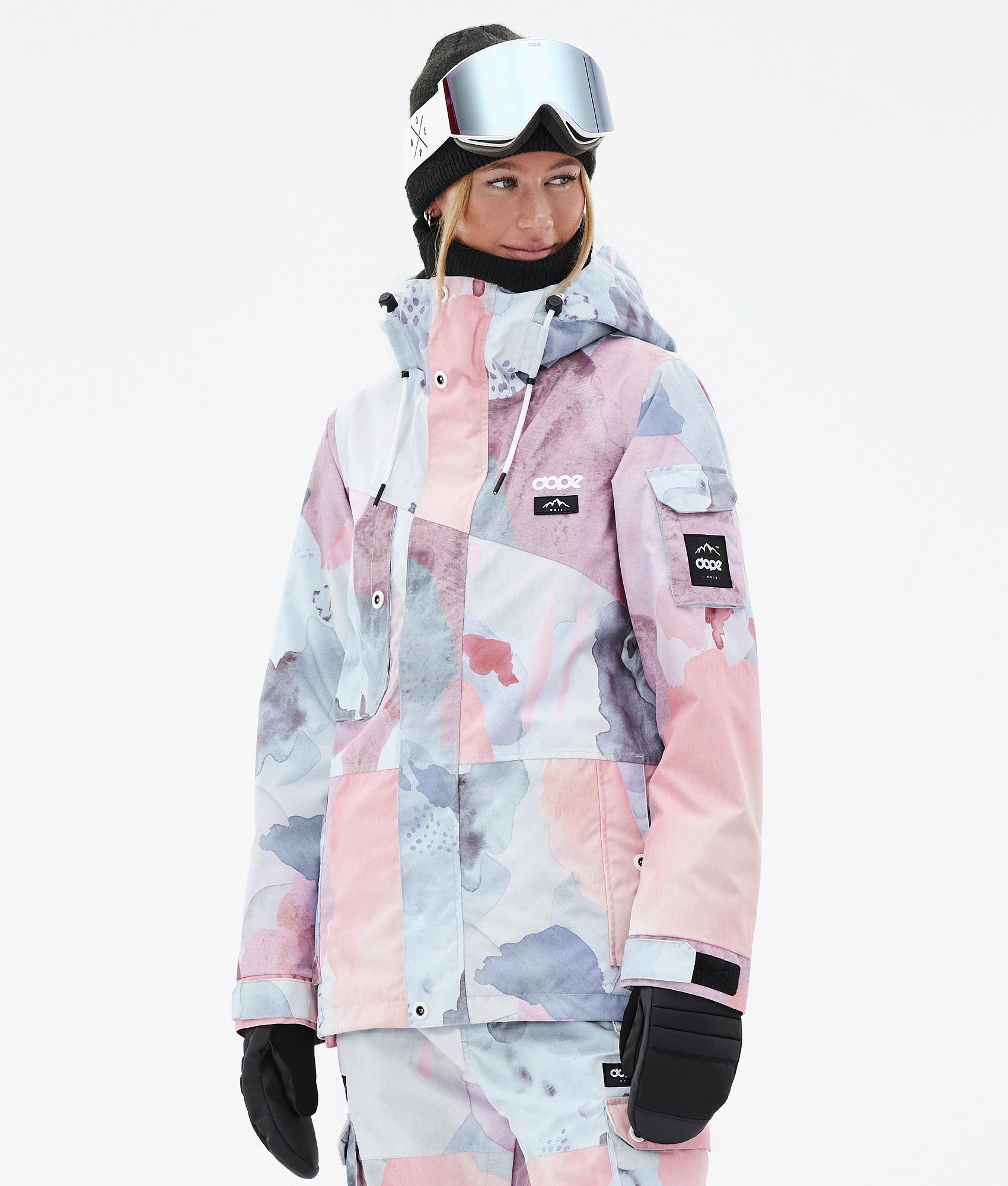 L1 LALENA´20 Damen Snowboardjacke Warme 2 Lagen Streetstyle Jacke mit Unterarm-Belüftung und Handcuffs mit Asymmetrischem Style Funktions 