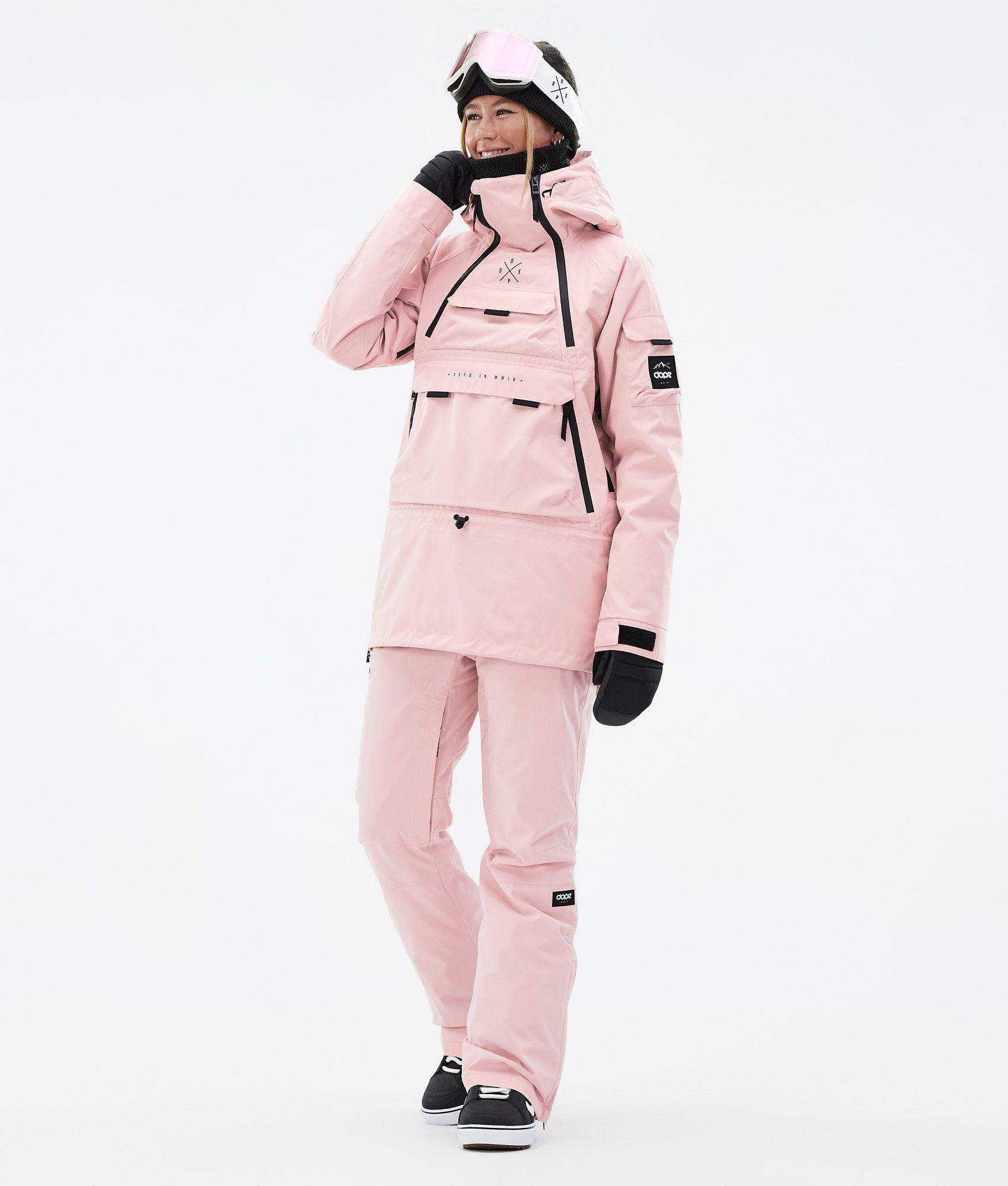 Veste Snowboard Femme MORROW 8000mm - 2 Pièces, Imperméable, Blanc/saumon Taille L, Occasion Très Bon état