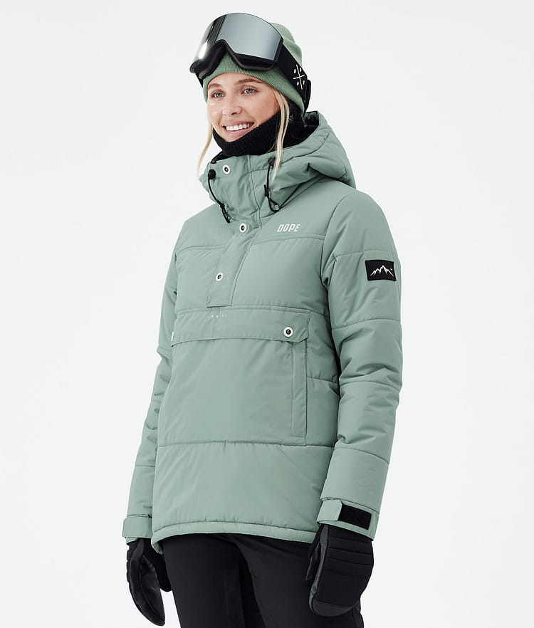 Puffer W Snowboard jas Dames Faded Green Renewed, Afbeelding 1 van 8