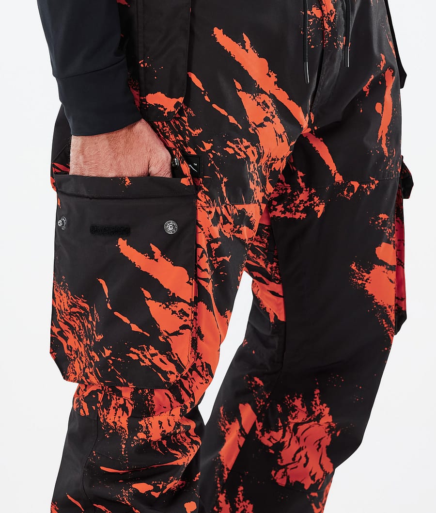 Iconic Snowboard Pants Men Paint Orange