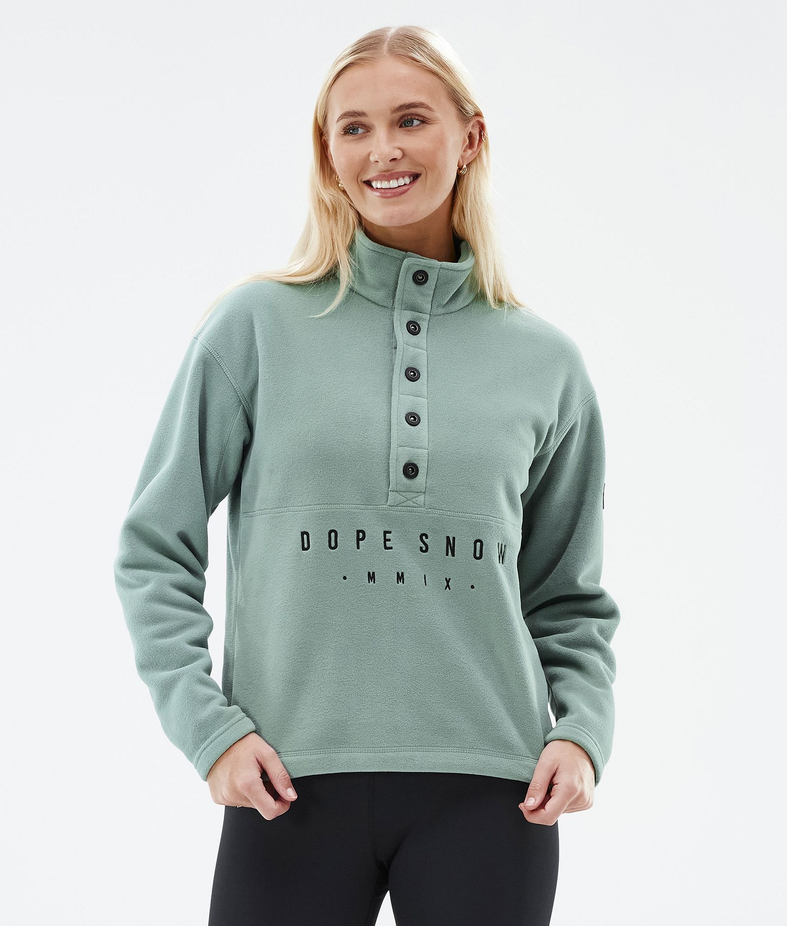 Comfy W Fleece Sweater Women Faded Green Renewed