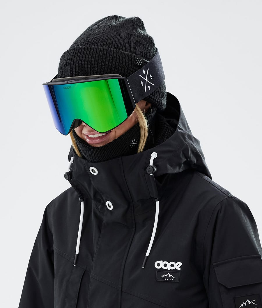 Sight Ski Goggles Black W/Black Green Mirror