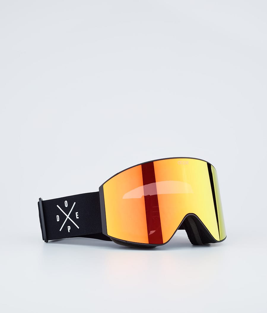 Sight Ski Goggles Black W/Black Red Mirror