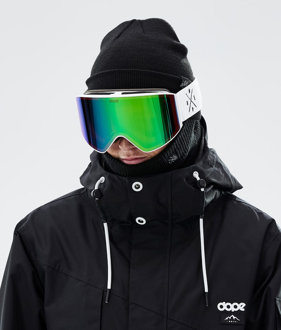 Sight Ski Goggles White W/White Green Mirror
