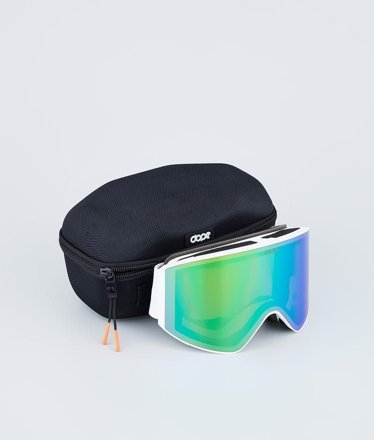 Sight Ski Goggles White W/White Green Mirror