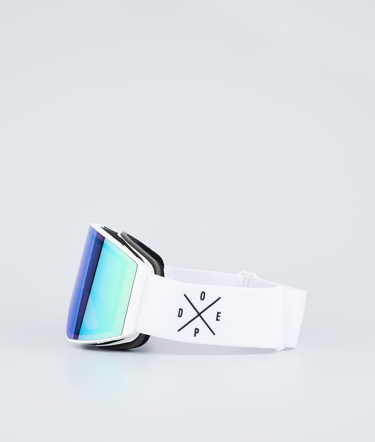 Sight Ski Goggles White W/White Green Mirror