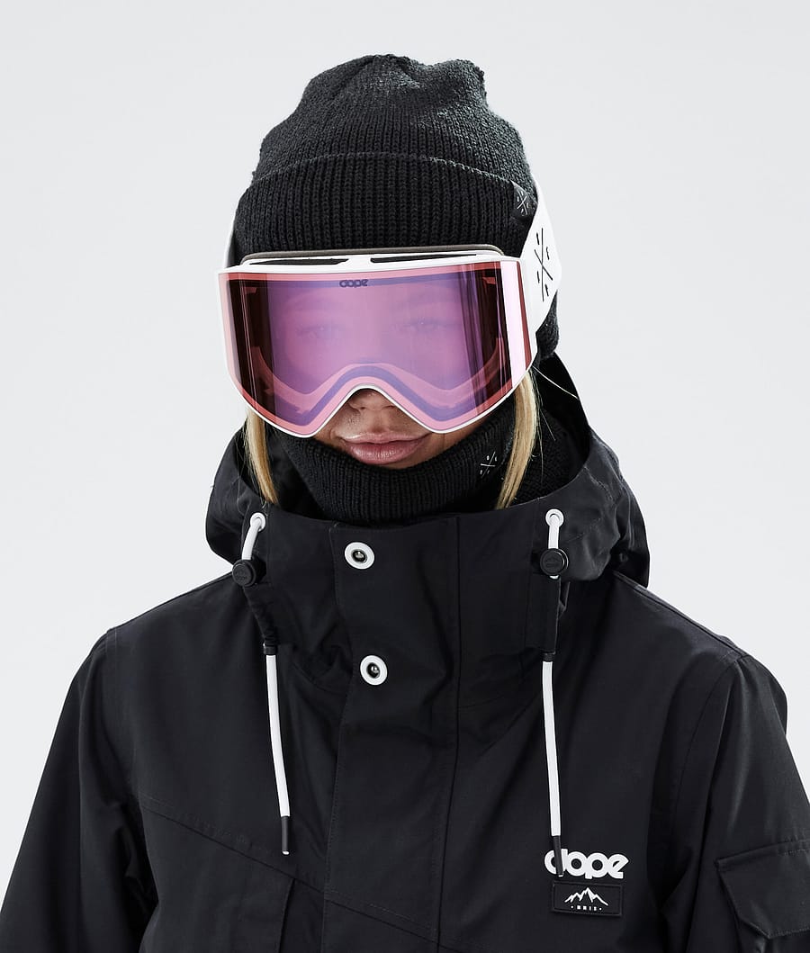 Sight Ski Goggles White W/White Pink Mirror