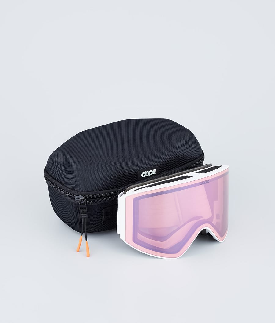Sight Ski Goggles White W/White Pink Mirror