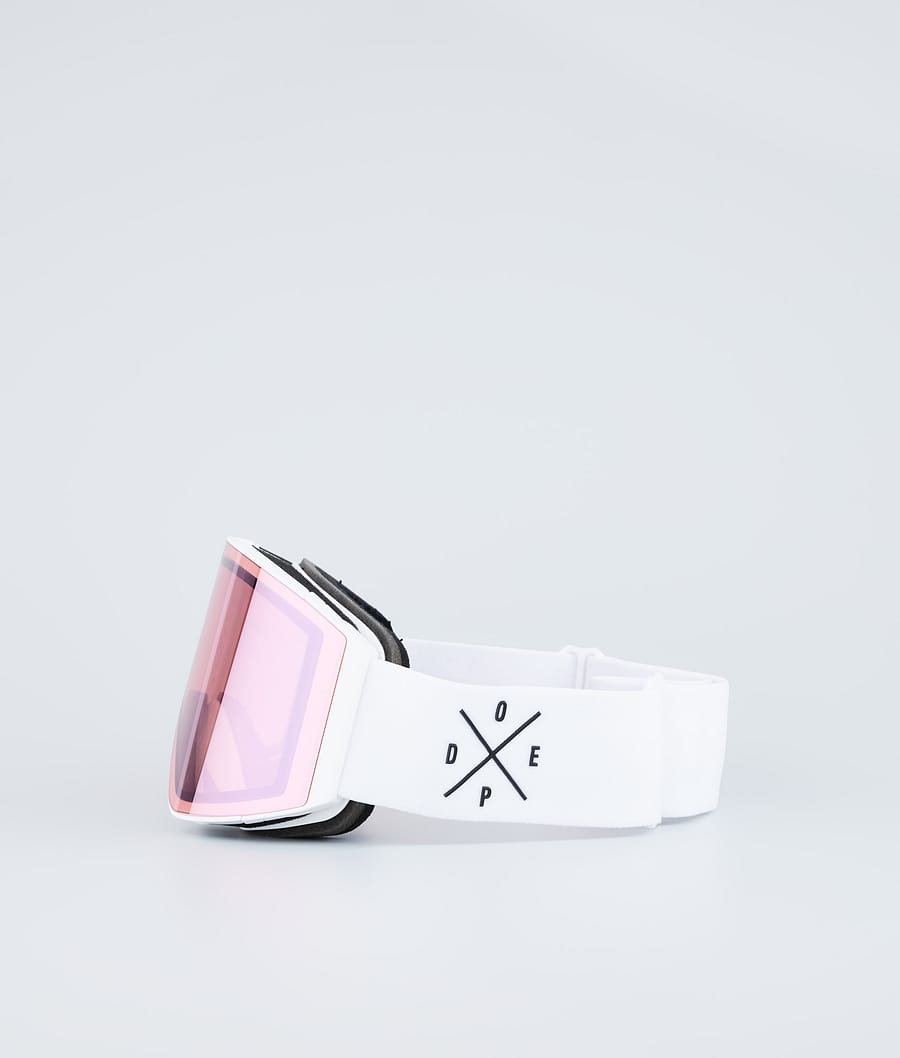 Sight Ski Goggles White W/White Pink Mirror