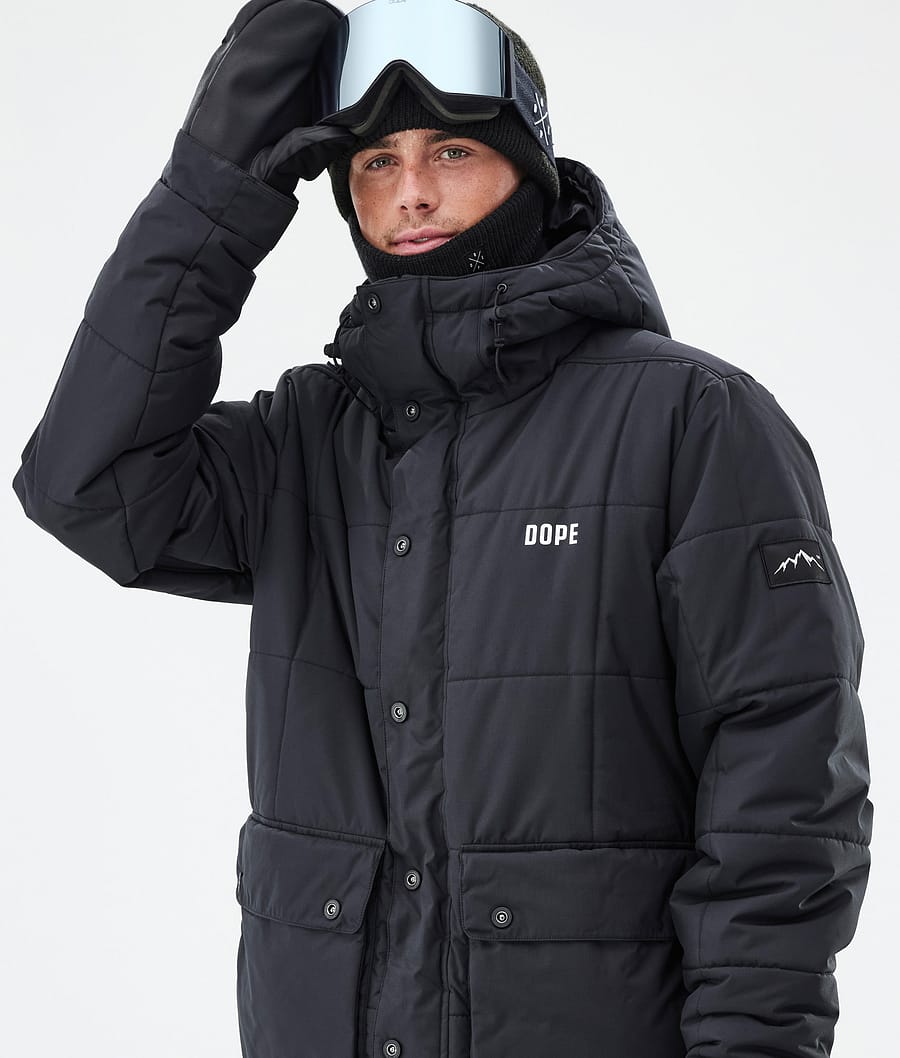 Puffer Full Zip Snowboard Jacket Men Black