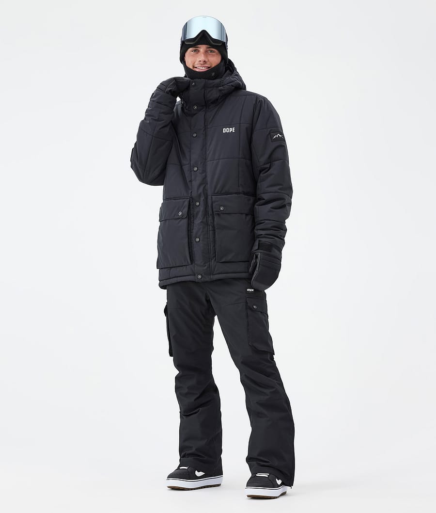 Puffer Full Zip Snowboard Jacket Men Black