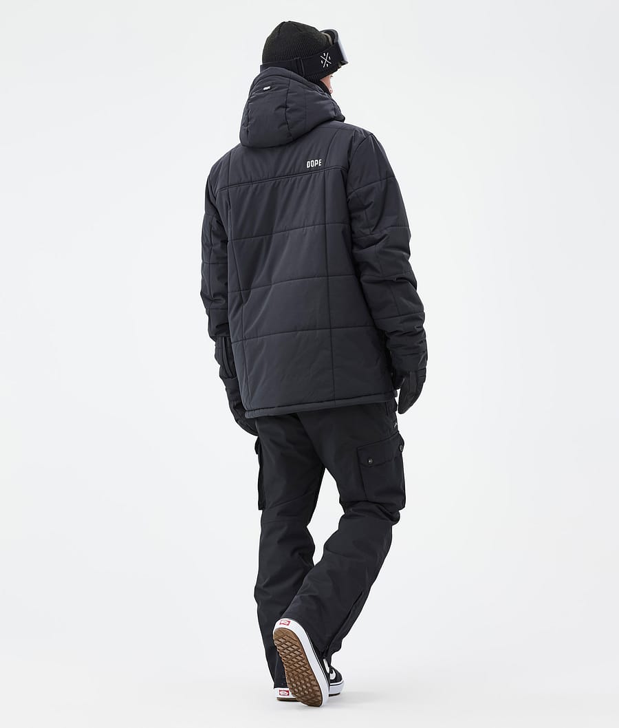 Puffer Full Zip Snowboard Jacket Men Black