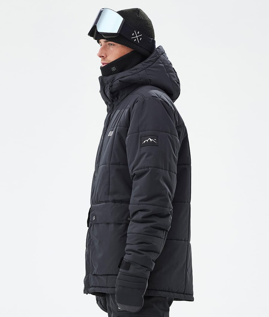 Puffer Full Zip Snowboard Jacket Men Black