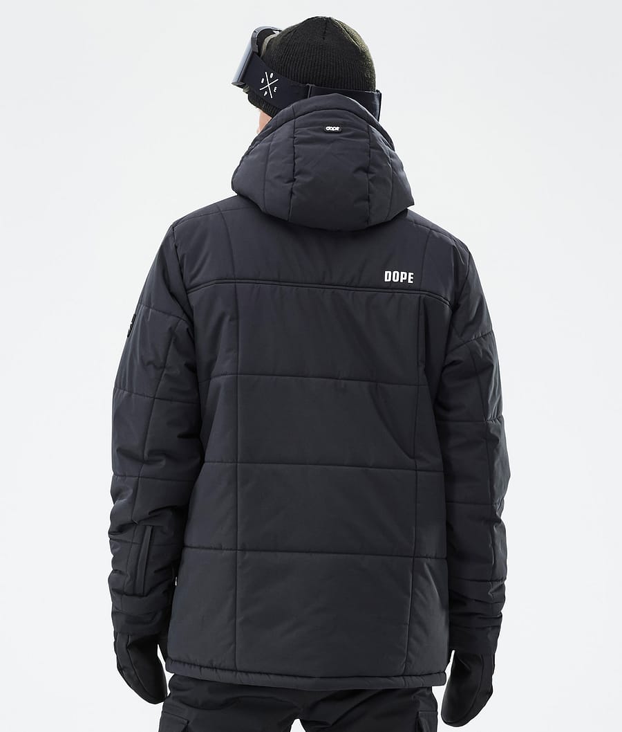 Puffer Full Zip Snowboard Jacket Men Black