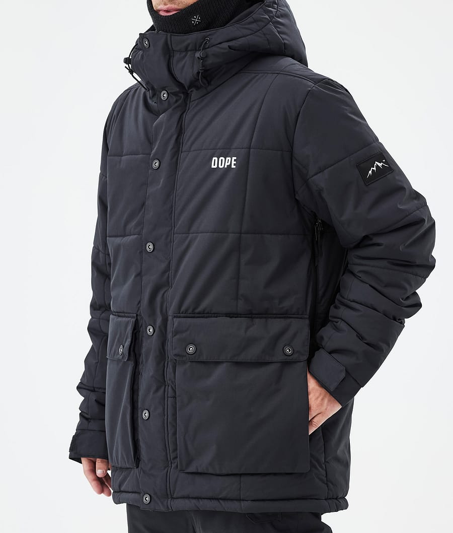 Puffer Full Zip Snowboard Jacket Men Black