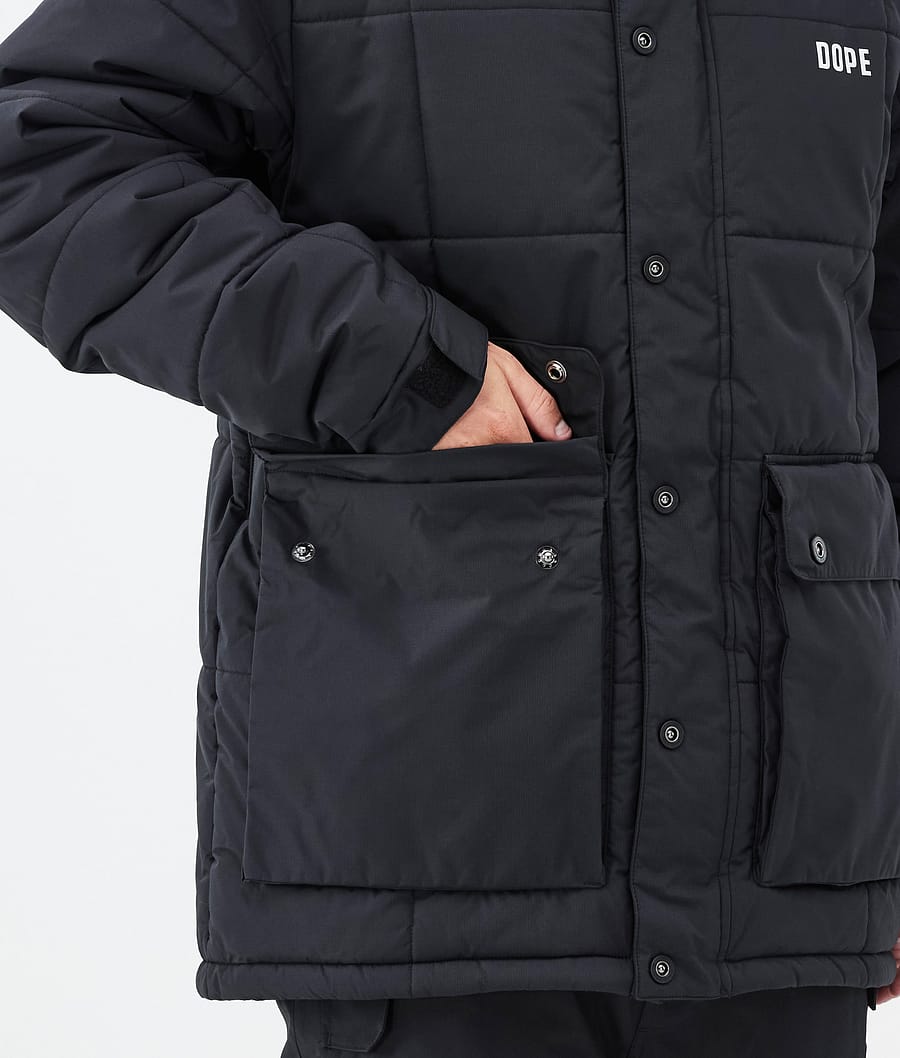 Puffer Full Zip Snowboard Jacket Men Black