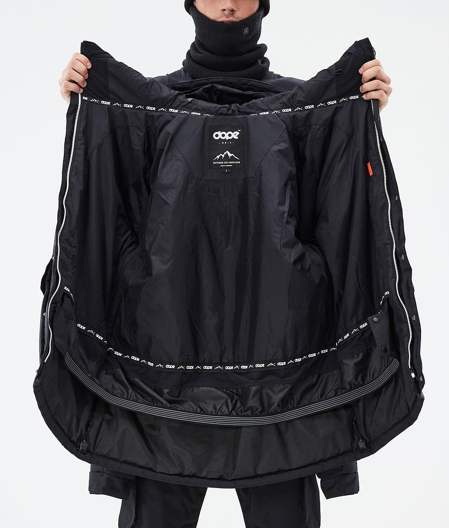 Puffer Full Zip Snowboard Jacket Men Black