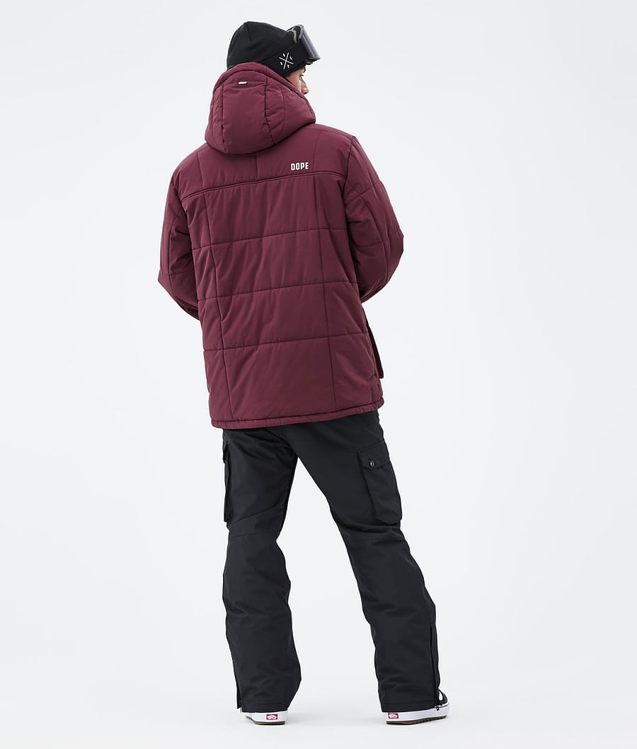 Puffer Full Zip Snowboard Jacket Men Burgundy