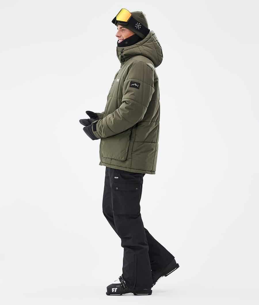 Puffer Full Zip Ski Jacket Men Olive Green