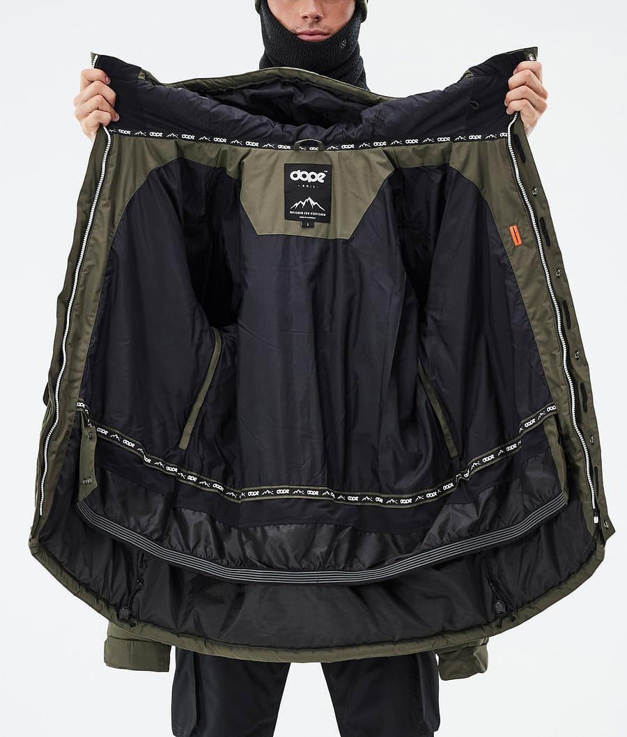 Puffer Full Zip Ski Jacket Men Olive Green