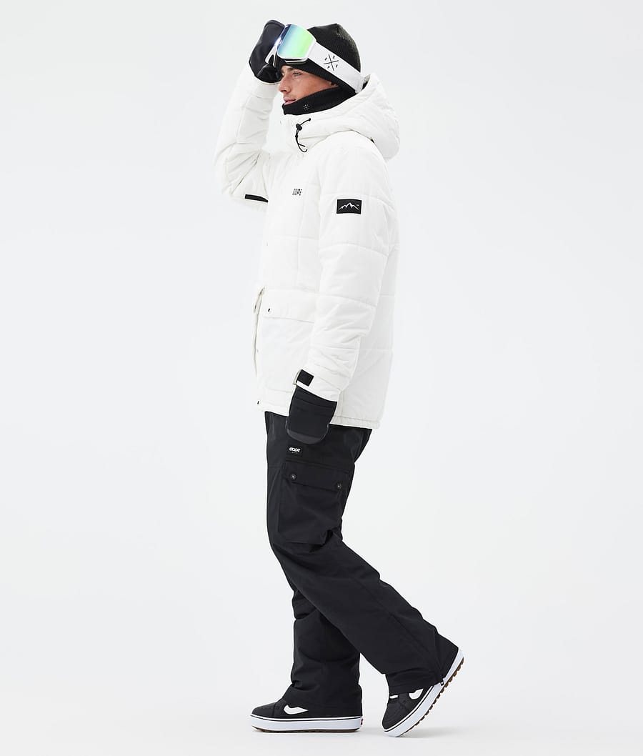 Puffer Full Zip Snowboard Jacket Men Old White