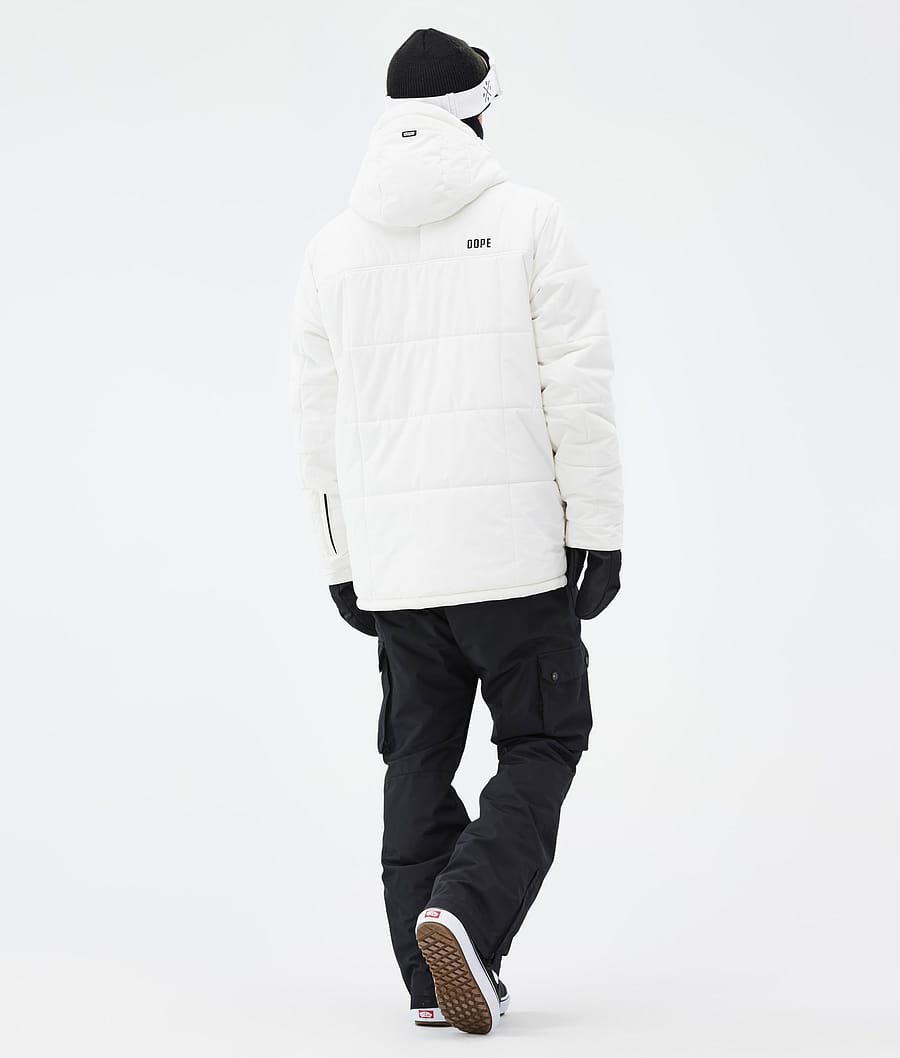 Puffer Full Zip Snowboard Jacket Men Old White