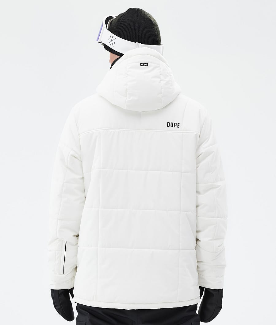 Puffer Full Zip Snowboard Jacket Men Old White