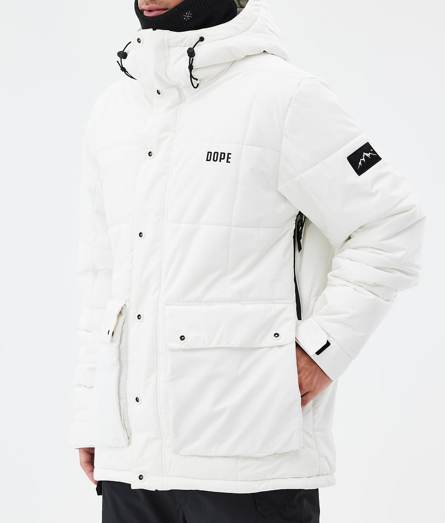 Puffer Full Zip Snowboard Jacket Men Old White