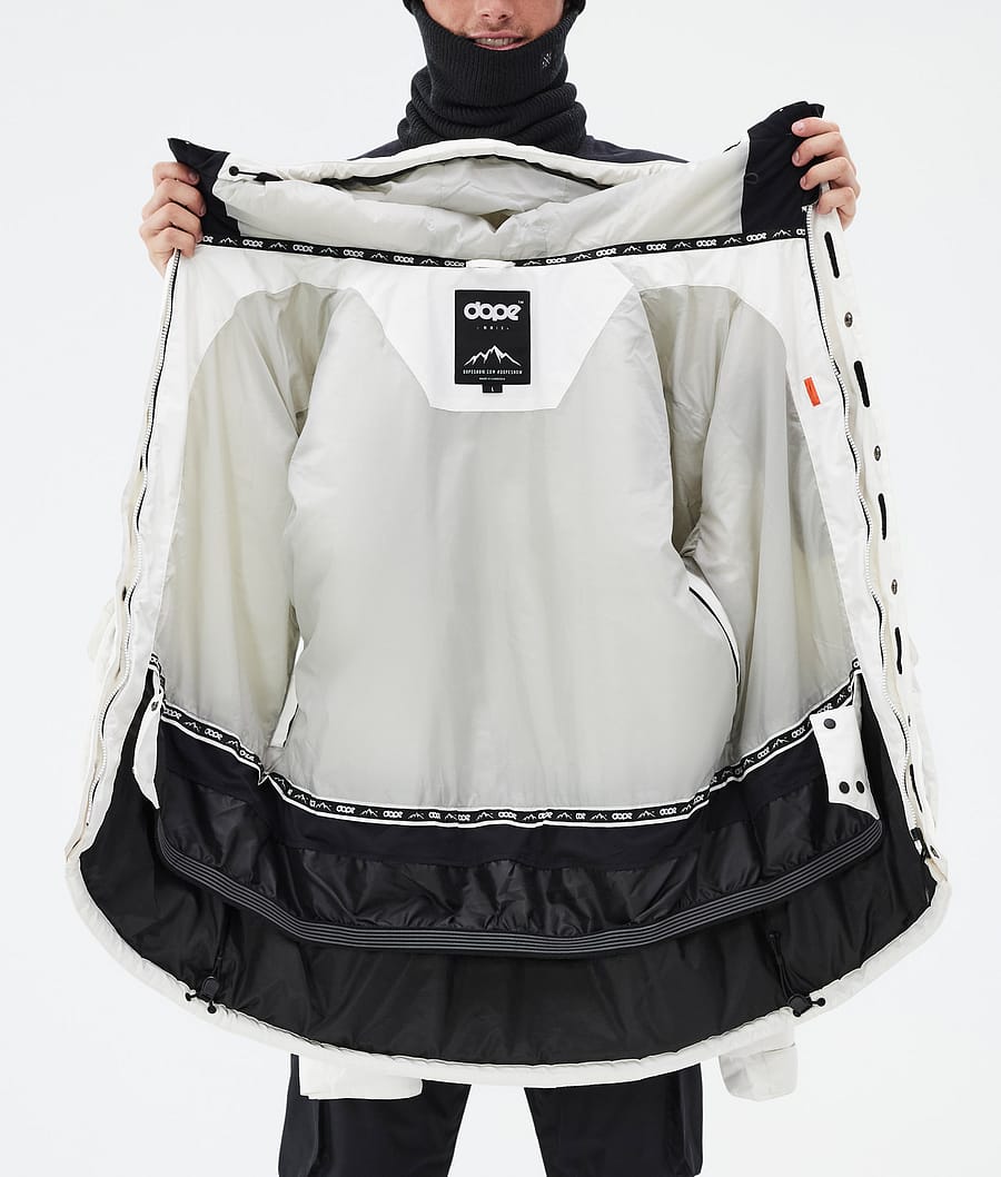 Puffer Full Zip Snowboard Jacket Men Old White