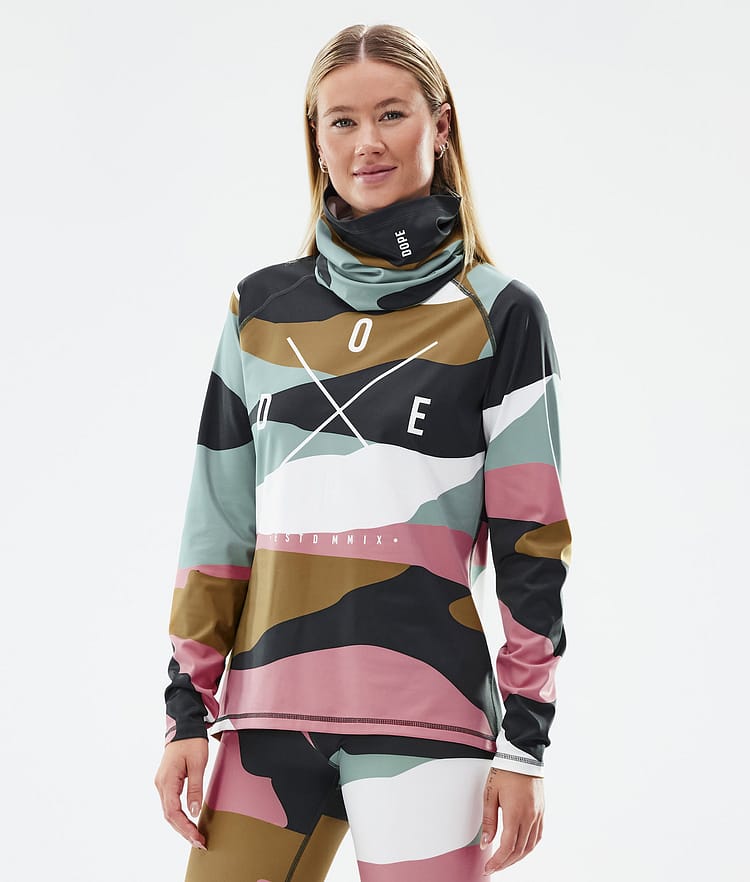 Snuggle W Baselayer top Dame 2X-Up Shards Gold Muted Pink, Billede 1 af 7