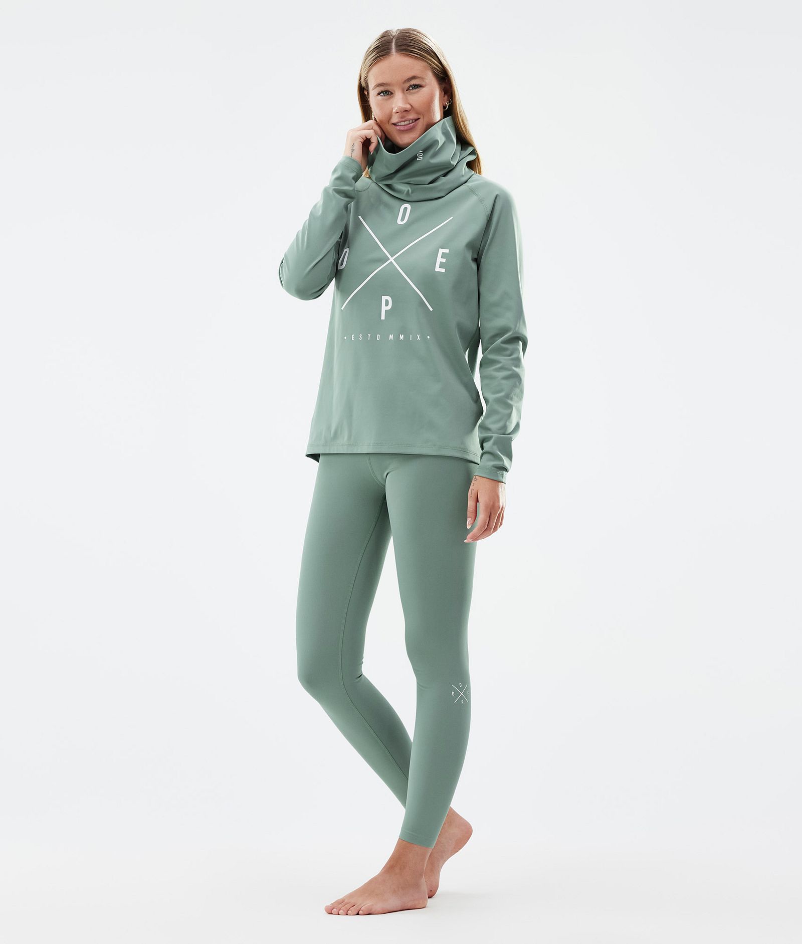 Snuggle W Baselayer tights Dame 2X-Up Faded Green