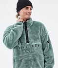 Pile Fleece Sweater Men Faded Green Renewed, Image 2 of 7