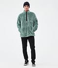 Pile Fleece Sweater Men Faded Green Renewed, Image 3 of 7