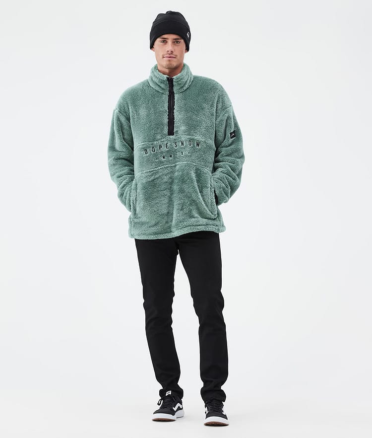 Pile Fleece Sweater Men Faded Green Renewed, Image 3 of 7