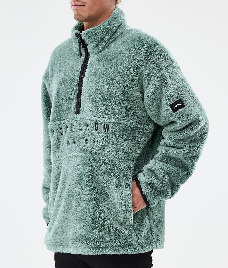 Pile Fleece Sweater Men Faded Green Renewed, Image 7 of 7