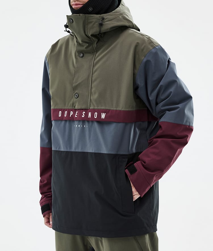 Legacy Track Snowboard Jacket Men Olive Green/Burgundy/Metal Blue/Black, Image 8 of 8