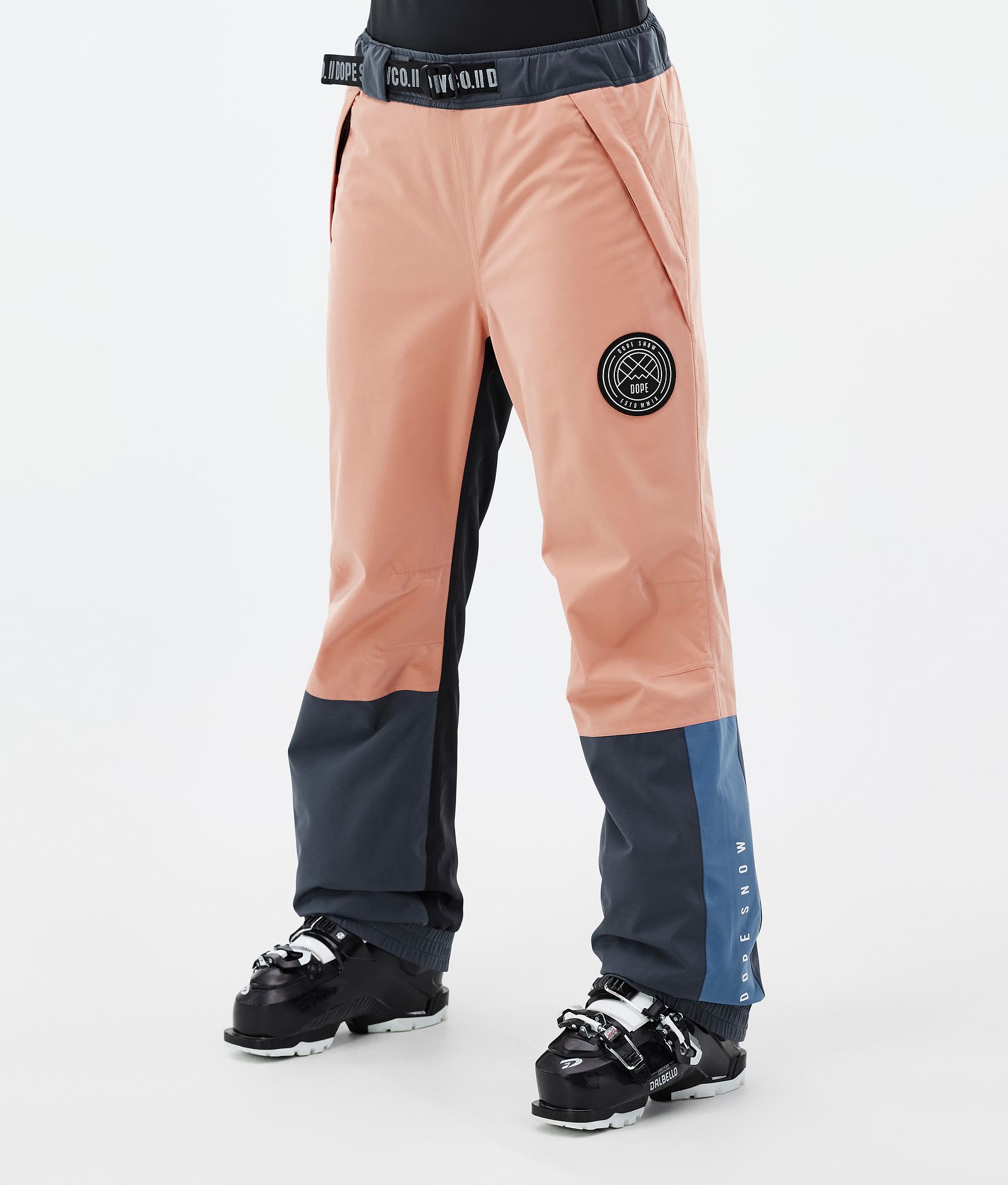 Dope Blizzard Track W Skihose Damen Faded Peach/Blue Steel/Black