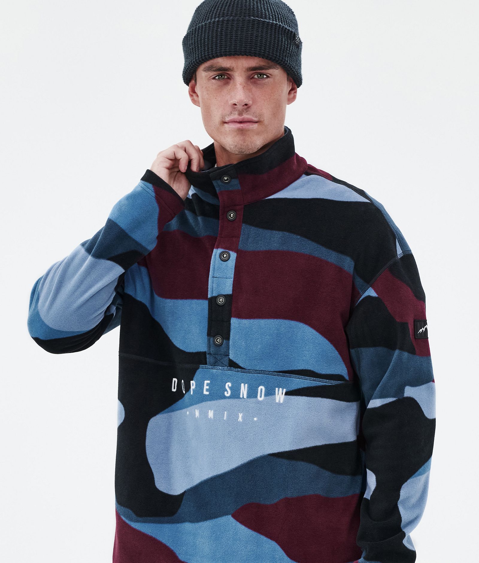 Comfy Fleecepullover Herren Shards Burgundy Blue, Bild 2 von 6