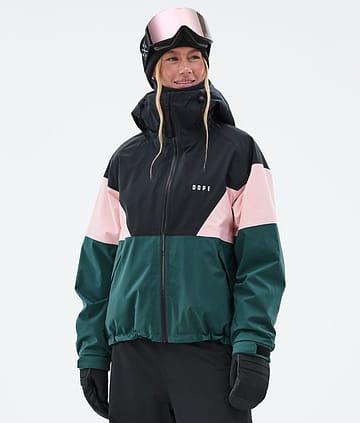 Spartan W Snowboardjakke Dame Sport Black/Soft Pink/Bottle Green