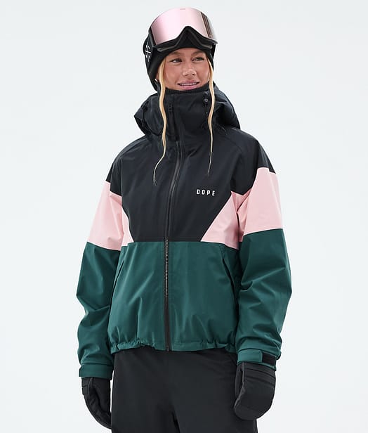 Dope Spartan W Bunda na Snowboard Dámské Sport Black/Soft Pink/Bottle Green