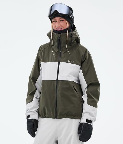 Spartan W Snowboardjacke Damen Stripe Olive Green/Light Grey
