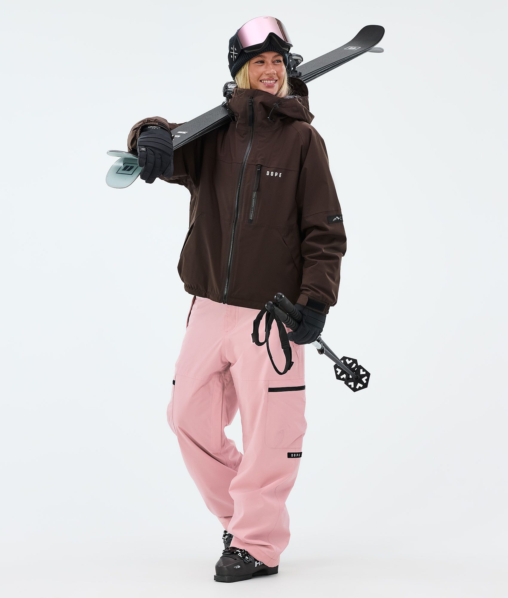 Dope Apex W Ski Outfit Damen - Dark Brown/Soft Pink